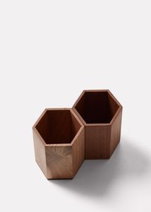 Porte-stylos en bois à double niveau fait main et organiseur de bureau pour le bureau, l'école et la maison - Rangement écologique - Product Image 2