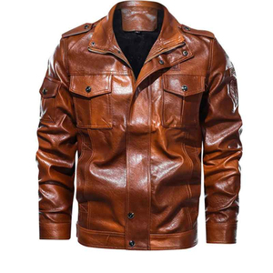 OEM Customized <b>Men's</b> <b>Leather</b> <b>Jacket</b> Smooth Monochrome Waterproof with Hooded Collar Custom Logo Services Outdoor <b>Leather</b> <b>Jacket</b> - Product Image 5