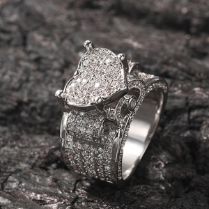 เครื่องประดับที่ดี VVS Moissanite แหวนเพชรรูปหัวใจน้ำแข็งฮิปฮอป IGI ได้รับการรับรอง VVS Moissanite แหวนเพชรสำหรับผู้ชาย - Product Image 1
