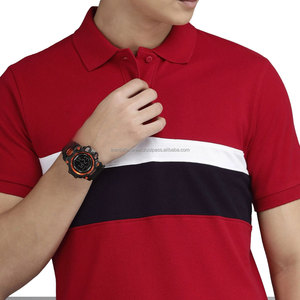 Polo pour homme à blocs de couleur, respirant, en coton et polyester, tricoté, manches courtes, décontracté, pour le golf, logo personnalisé - Product Image 3