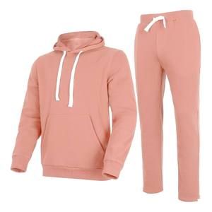 Wholesale Price Winter Streetwear Solid Unisex Tracksuit Hooded Drawstring <b>Jacket</b> Jogger Set Athletic Sportswear Training - Product Image 1
