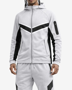 Ensemble de survêtement sportif pour homme, blanc et noir uni, à capuche, avec cordon de serrage, respirant, coupe ample et légère, idéal pour l'été - Product Image 5