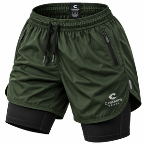 Shorts de course unisexes 2-en-1 avec doublure de compression, fermeture à cordon, en polyester, motif imprimé – Personnalisables pour le sport, la gym et l'entraînement - Product Image 6