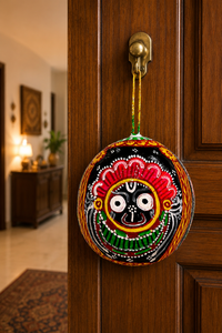 Artesanía Tradicional de Odisha, Figura del Dios Jagannath en Cáscara de Coco, Hecha a Mano, Obra Religiosa Decorativa para el Hogar, Templo o Sala de Estar - Product Image 4