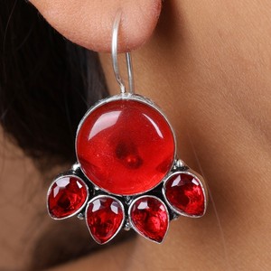 Hot Selling Oxidized <b>Silver</b> Handmade Multi Stone Drop <b>Earrings</b> Bohemia Wedding Women's Jewelry Direct Factory Supplier - Product Image 2