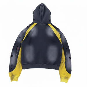 Sudadera con capucha para hombre High Street Fade, extragrande, vintage, de algodón, con cremallera, transpirable, ecológica, con efecto degradado y lavado ácido, para invierno - Product Image 2