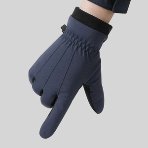 Gants d'hiver unisexes bleu foncé compatibles avec les écrans tactiles, en matière synthétique, avec sangle de poignet réglable pour l'extérieur - Product Image 2