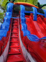 Toboggan aquatique gonflable commercial 18FT 20FT à double piste avec piscine pour fêtes d'enfants, en PVC, garantie 3 ans, capacité 500 personnes