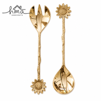 Messing-Gold-Bienen-Design Löffel- und Buttermesser-Set mit langem Griff, dekoratives Besteckset, elegantes Essgeschirr, Küchenzubehör