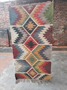 Geometric Colorful Boho Kilim <b>Runner</b> Carpet Handwoven Tribal <b>Rug</b> Rustic Farmhouse Entryway Hallway Home Floor Decor - Product Image 4
