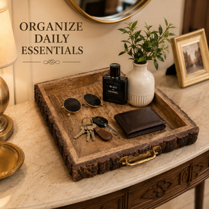 Modern Plain Decorative Serving Tray Multipurpose Wooden Organizer for Coffee <b>Table</b> Kitchen Counter Bathroom <b>Vanity</b> Shelf Home - Product Image 4