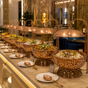 Plat à réchaud suspendu de luxe en cuivre pur avec couvercle, chauffe-plats pour buffet d'hôtel, réchaud de traiteur, bol de service pour banquets de restaurant - Product Image 5