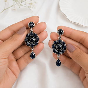 Wholesale Vintage Oxidized Silver Plated Amethyst Flower Drop Earrings <b>Cluster</b> Design Trendy Women's Anniversary Fashion Bulk - Product Image 5