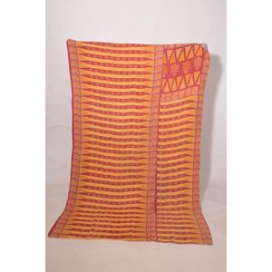 Cotton <b>Kantha</b> Quilt Handmade Indian Vintage Bedspread Reversible <b>Throw</b> Blanket Farmhouse Decor - Product Image 2