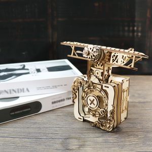 Caja de Música de Madera con Rompecabezas 3D de Avión Estilo Punk, Kit de Ensamblaje Hecho a Mano para Regalos de Días Festivos, Cumpleaños y Navidad con la Frase 'You Are My' - Product Image 5