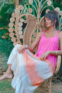Robe longue maxi en coton rose et orange dégradé pour femme, style bohème, sans manches, pour la plage et les vacances d'été - Product Image 4