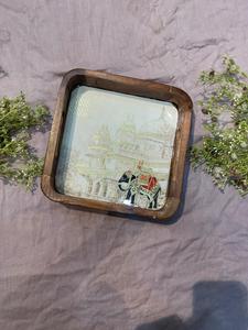 Bandeja Decorativa Cuadrada de Madera con Patrón Abstracto, Diseño Moderno, Asa de Madera, Artesanía en Madera, Multifuncional para Decoración del Hogar - Product Image 4