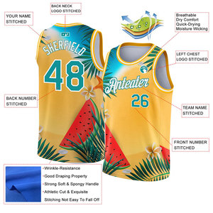 Camiseta de Baloncesto Sublimada Personalizada con Estampado de Sandía Tropical, Unisex, para Adultos, Parte Superior de Malla Transpirable de Poliéster, Nombre del Equipo de Verano 00 - Product Image 2