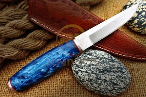 Couteau Puukko artisanal à lame fixe avec manche en bois, couteau de chasse, couteau de survie pour le camping en plein air, bushcraft, étui en cuir - Product Image 3