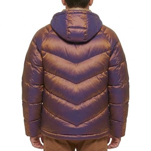 Men's Hooded Metallic Puffer <b>Jacket</b> Shiny Winter Insulated Bubble Coat Thick Warm <b>Zip</b> <b>Up</b> Outdoor Streetwear Fashion Outerwear - Product Image 2