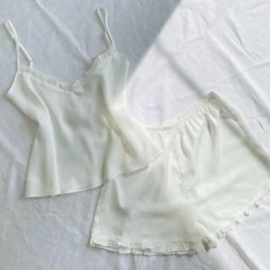 Custom Women Satin <b>Pajama</b> Set Strap Cami Top & Shorts Silk Sleepwear Set - Product Image 4