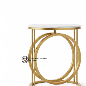Nordic Style Gold Wire Hourglass <b>Stool</b> Elegant Marble Top Vanity <b>Stool</b> Contemporary Ring Base Accent <b>Table</b> for Boutique Interior - Product Image 3