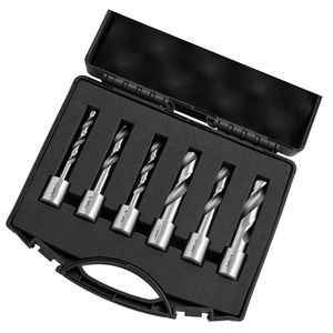 Set di 6 frese annulari con codolo Weldon HSS, kit di 6 punte da trapano per trapano magnetico, profondità di taglio 2 pollici, diametro di taglio 1/4 pollici 9/16 pollici - Product Image 1
