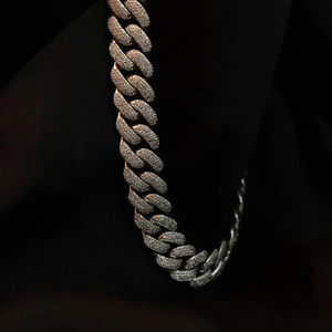 Cadena Cubana de Plata de Ley 925 Chapada en Oro con Moissanita y Diamantes de Calidad VVS, Estilo Rapper, Ideal para Regalo - Product Image 4