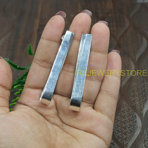 Boucles d'oreilles minimalistes en argent sterling 925, faites à la main, en forme de barre plate, longues et modernes, bijoux pour femmes, petite amie, Noël - Product Image 5