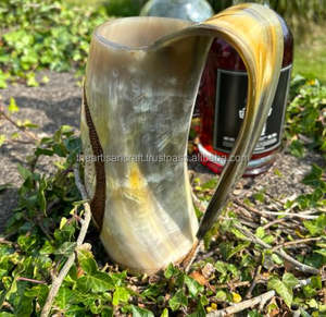 แก้วน้ำเขาสัตว์แบบออร์แกนิกสไตล์ไวกิ้ง งานฝีมือขัดเงา ลายสัตว์ แนวทะเล ของที่ระลึกจากยุโรป ทำจากวัสดุธรรมชาติ - Product Image 3