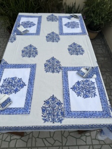 Premium Cotton Hand Block Printed Dining Table Cover Set with 8 Pcs Napkins Ethnic Design Washable <b>Tablecloth</b> for Restaurant - Product Image 4
