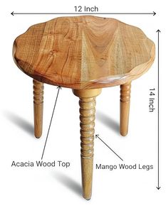 Wooden Side Table Round Accent Tea Table Natural Brown Living Room End Table with carved legs - Product Image 4