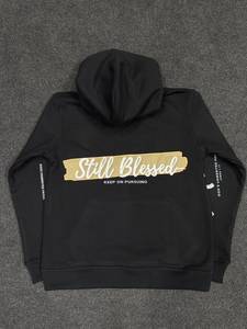 เสื้อฮู้ดฟลีซหนานุ่มสีดำทรงโอเวอร์ไซส์ พิมพ์ลายตัวอักษร Faith ที่แขนเสื้อ สไตล์สตรีทแวร์ - Product Image 2