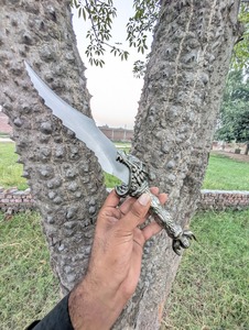 Cuchillo de Acero Inoxidable con Mango de Cabeza de Dragón, Hoja Serrada con Punta de Clip - Product Image 1