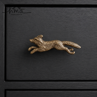 Poignée de meuble en alliage de zinc en forme de lapin, finition dorée artisanale, poignée décorative pour tiroir, quincaillerie de meuble, poignée de commode en forme de T