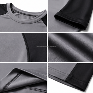 T-shirt de compression ajusté pour homme, personnalisé OEM, pour entraînement sportif, respirant, à manches courtes, en tissu anti-humidité - Product Image 5