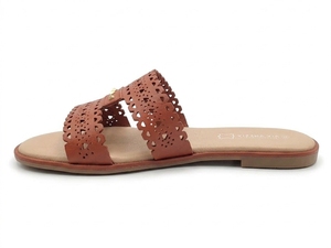 Sandalias de Tacón Bajo de Cuero Genuino para Mujer, Diseño Perforado Transpirable, Estilo Slip-On, con Amortiguación de Aire, Ligeras, para Verano - Product Image 2