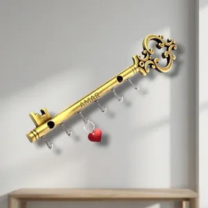 Modern <b>Key</b> Shaped <b>Wall</b> Mounted Zinc Carved <b>Key</b> <b>Holder</b> Rack with 6 Hooks Decorative Metal <b>Key</b> Organizer - Product Image 5