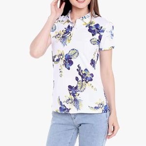 Vente en gros de polos pour femmes en polyester et élasthanne avec impression de marque propre, confortables et de haute qualité, polos de golf pour femmes - Product Image 2