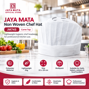 หมวกเชฟ JAYA MATA JM745 ผ้าไม่ทอ ระบายอากาศได้ดี ปรับขนาดได้ ทรงโค้ง น้ำหนักเบา ถูกสุขอนามัย สำหรับเชฟ พ่อครัว แม่ครัว งานจัดเลี้ยง แพ็คหลายใบ - Product Image 2