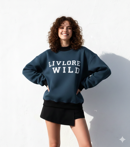 Sudadera de Cuello Alto para Mujer, Personalizada, de Forro Polar, para Invierno/Otoño, con Estampado Frontal, 100% Algodón, Talla Grande - Product Image 1