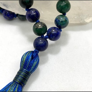 Collier Mala en Azurite Naturelle avec Perles de 8 mm, Pendentif à Thème Bouddhiste, Artisanat de Perles, Bijoux en Pierres Semi-Précieuses - Product Image 4