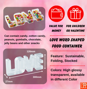 Kwang Hsieh - Tapas para Envases de Alimentos, Dulces y Regalos, en Forma de Palabra LOVE, de Plástico Transparente, Ecológicas, Reutilizables, Moldeadas por Inyección - Product Image 2