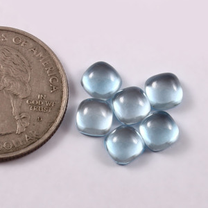 Topacio Azul Cielo Natural, Cabujón Cuadrado Tipo Cojín, 3x3mm, Parte Posterior Plana, Gema Suelta para Joyería, Lote al por Mayor, Calidad AAA, Dureza - Product Image 1