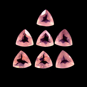 7x7mm Natural Pink Rose Quartz Trillion Cut Faceted Loose Gemstone Jewelry Making Wholesale Lot AAA++ Quality <b>7</b> Mohs Scale - Product Image 1