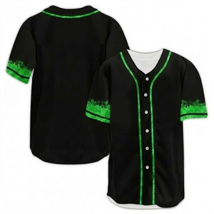Custom <b>Baseball</b> Jersey Unisex Adult Short Sleeve V-Neck Black Blue Sublimated Print Breathable Quick Dry 300g Polyester Front - Product Image 2