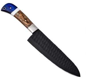 Herramienta Utilitaria para Exteriores de Acero Forjado a Mano con Óxido Oscuro y Mango de Resina Azul Pakkawood - Product Image 5