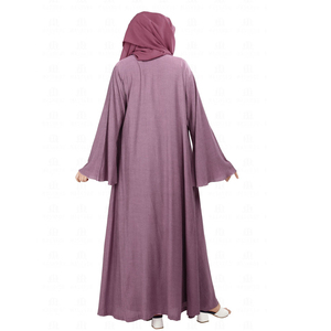 Pakistan Modest High Quality Linen/Cotton/Polyester Embroidery Seamless Lightweight Quick Dry Breathable <b>Flared</b> Hem Muslim Women - Product Image 5
