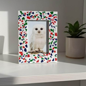 Marco de Fotos de Resina Hecho a Mano con Incrustaciones de Hueso, Rectangular, Vertical, Decorativo para Mesa, Personalizable - Product Image 4