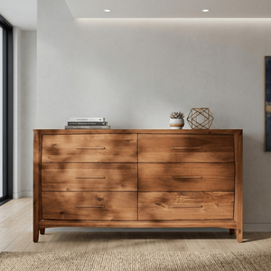 Eco-Friendly Modern Axton Solid Wood <b>6</b>-<b>Drawer</b> Dresser Natural Finish Handcrafted for Bedroom Living Room Apartment Warehouse Use - Product Image 5